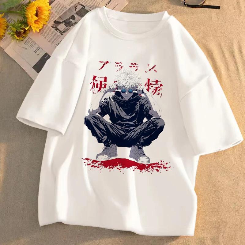 Summer Japanese Unisexga Gojo Satoru Cotton T-shirt Unisex Jujutsu Kaisen Anime T-shirt Unisex Harajuku Kawaii Short Sleeve T-shirt