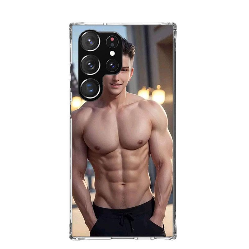 Sexy Muscle Man Gay Fitness Phone Case For Samsung Galaxy S25 Edge S24 S23 S22 S21 FE S20 Ultra S10 Plus + Art Customized Coque
