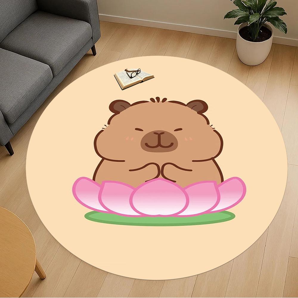 1PC Capybara Lotus Meditation Round Chair mat Area Rug - Non-Slip, Floor Mat for Office, Bedroom, home decor Christmas Gift c0528104