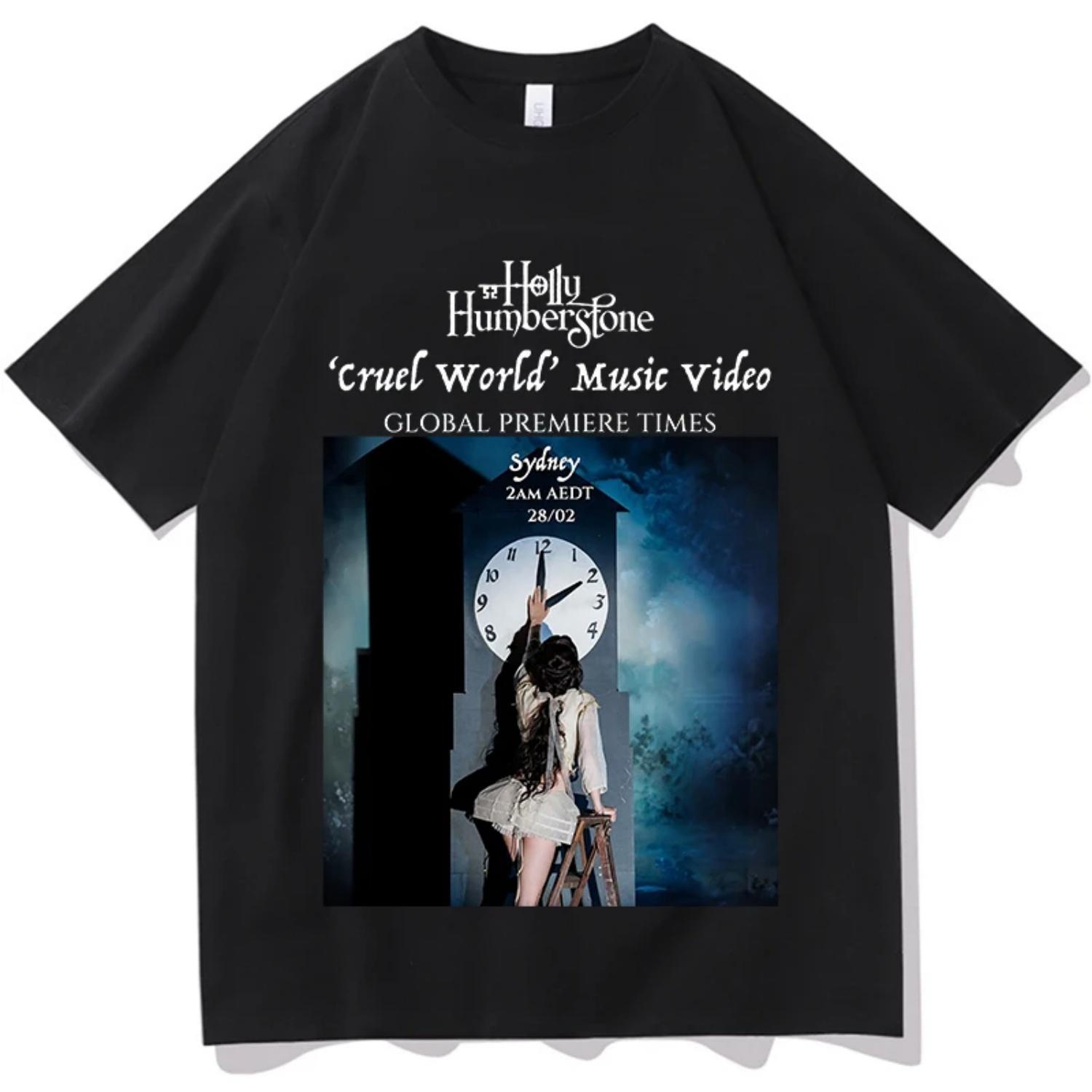 

2026 Holly Humberstone Cruel World Tour T-shirts Men Women Summer Cotton Clothing Casual Fashion Round Neck Short Sleeved Tee S чёрный