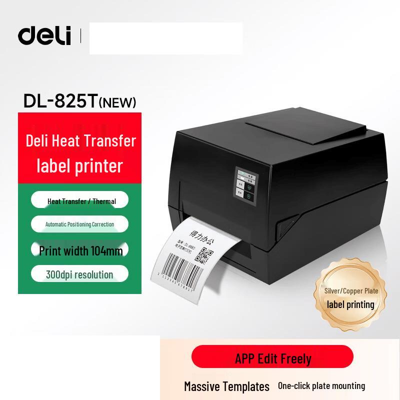 

Deli DL-825T High-Speed Thermal Label Printer CN plug (adapter included)