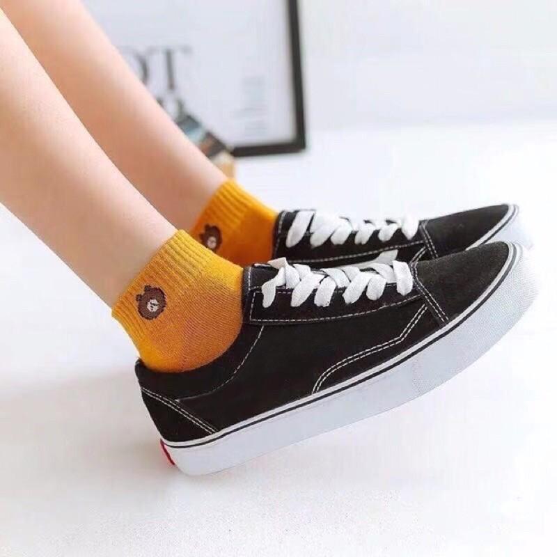 MAITA Women Socks Set of 10 Pairs Printed Bear Ankle Socks Couple Socks Unisex Fashion Socks