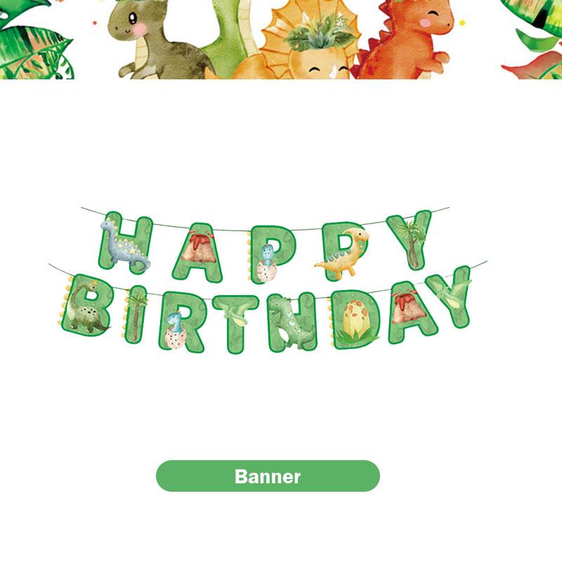 Dinosaur Birthday Decoration Party Supplies Set Cup Plate Tablecloth Dinosaur Balloons Happy Banner Cake Topper for Kids Favors