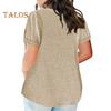 Women T-shirt V-Neck Short Sleeve Tops with Chest Pockets Solid Color Casual Loose Fit Tee Shirt Daily Wear