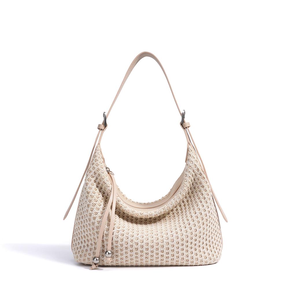 Women's New Trendy Fashionable Vintage Woven Straw Dumpling Bag Versatile Large Capacity Shoulder Bag