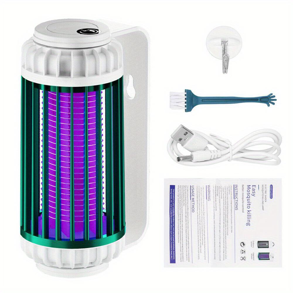 

Rechargeable Mosquito Zapper Lamp with Dual Functions: Purple LED And Desk Light, Suitable for Camping, Outdoor Spaces, And Indoor Pest Management зелёный