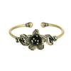 Vintage Handmade Flower Bracelet, Antique Brass Open Cuff Bangle for Women, Classic Simple Jewelry