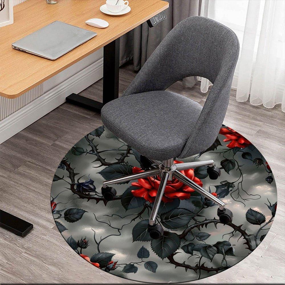 

Gothic Rose Patterned Circular Wall Art DecorRound Non-Slip chair mat chair carpet for office Rugs for Office Decor Gift For Valentine s Day Mother s 80cm by 80cm