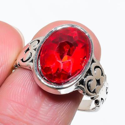 Natural Garnet Gemstone Handmade 925 Sterling Silver Jewelry Ring Size 9.5 AR-18419