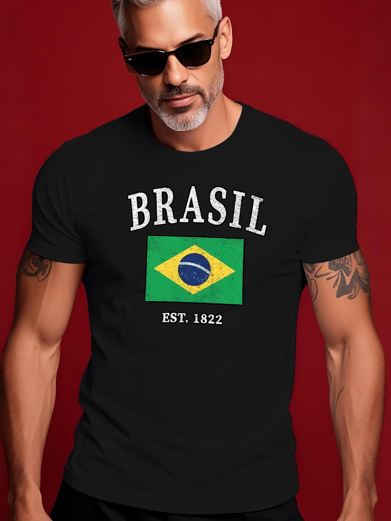 Brasil Brazilian Flag Graphic Tshirt - Maroon Casual Tee XXL