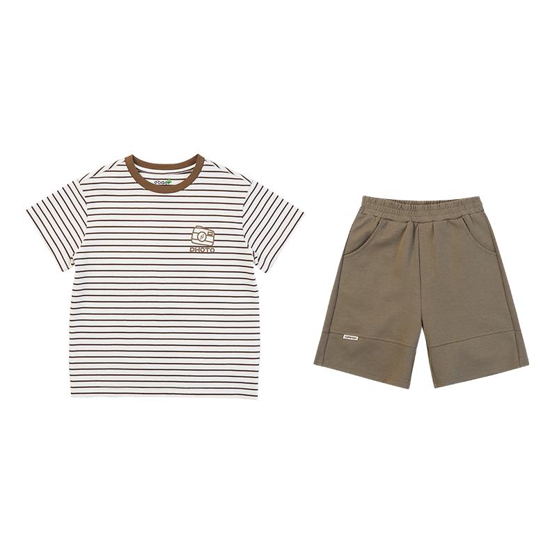 

EBAEREBAER Unisex Striped Short Sleeve T-shirt & Pants Set 110