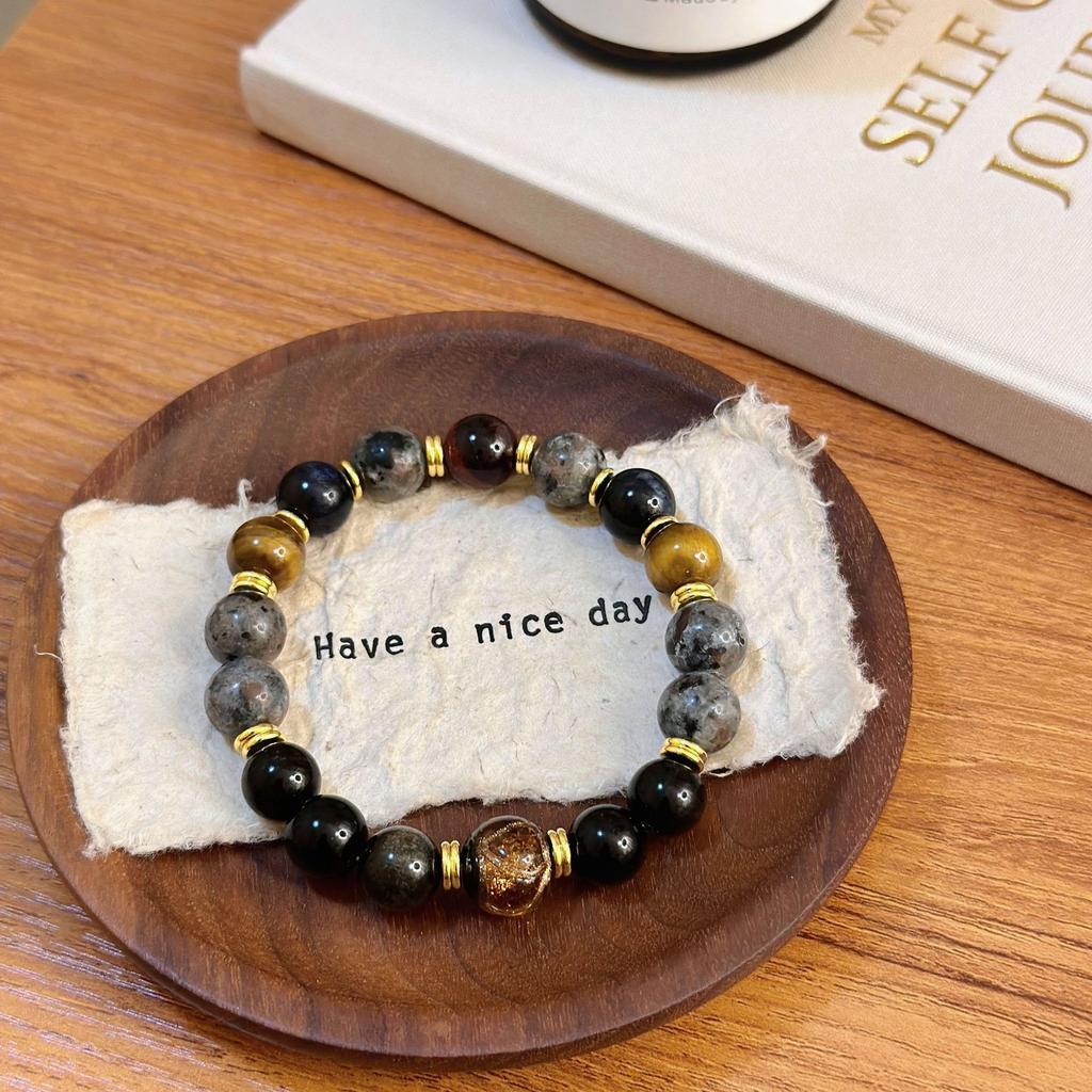 Black Myth Wukong Flame Stone Gold Obsidian Beaded Couple Bracelet for Women Original Design Yellow Tiger Eye Bracelet Jewelry