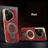Lizard Pattern Genuine Leather Case For Huawei Pura 70 Pro Plus 360° Rotation Metal Bracket Electroplate Cover Shell