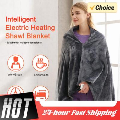 USB Heated Blanket Electric Heated Shawl 3 Heating Level Wearable Heated Blanket Coral Velvet Body Warmer Fast Heating Blanket