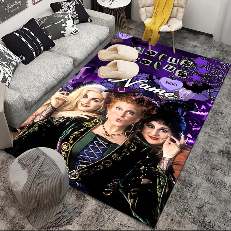 Custom Name Witches Collage Rug Game Carpet, Floor Mat for Bedroom Living Room Entryway Rug, Home Decor Idea Gift for Christmas birthday
