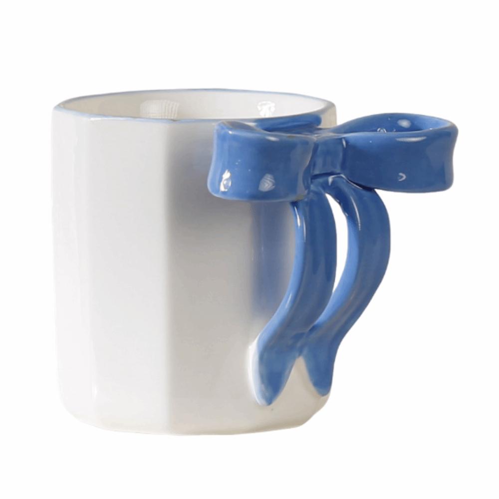 

Non-slip Bottom Ceramic Coffee Mug Elegant Milk Drinking Cup Portable Bowknot Tea Cup Tableware светло-синий