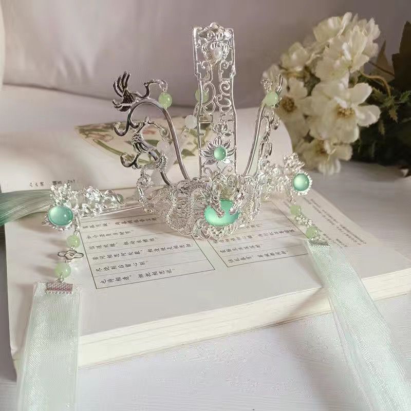 

Женский двойной головной убор дракона с двумя лентами и двумя волосами