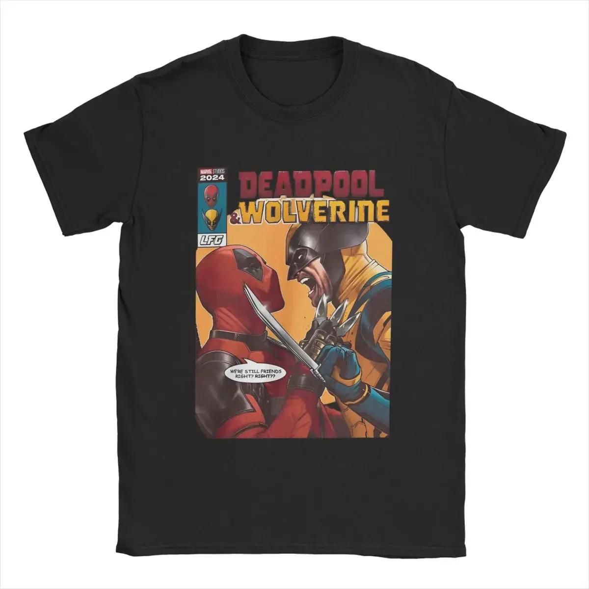 

Deadpool & Wolverine Together T Shirts for Men Cotton Awesome T-Shirts Friendship Tee Shirt Short Sleeve Tops Plus #Color XXXXXL