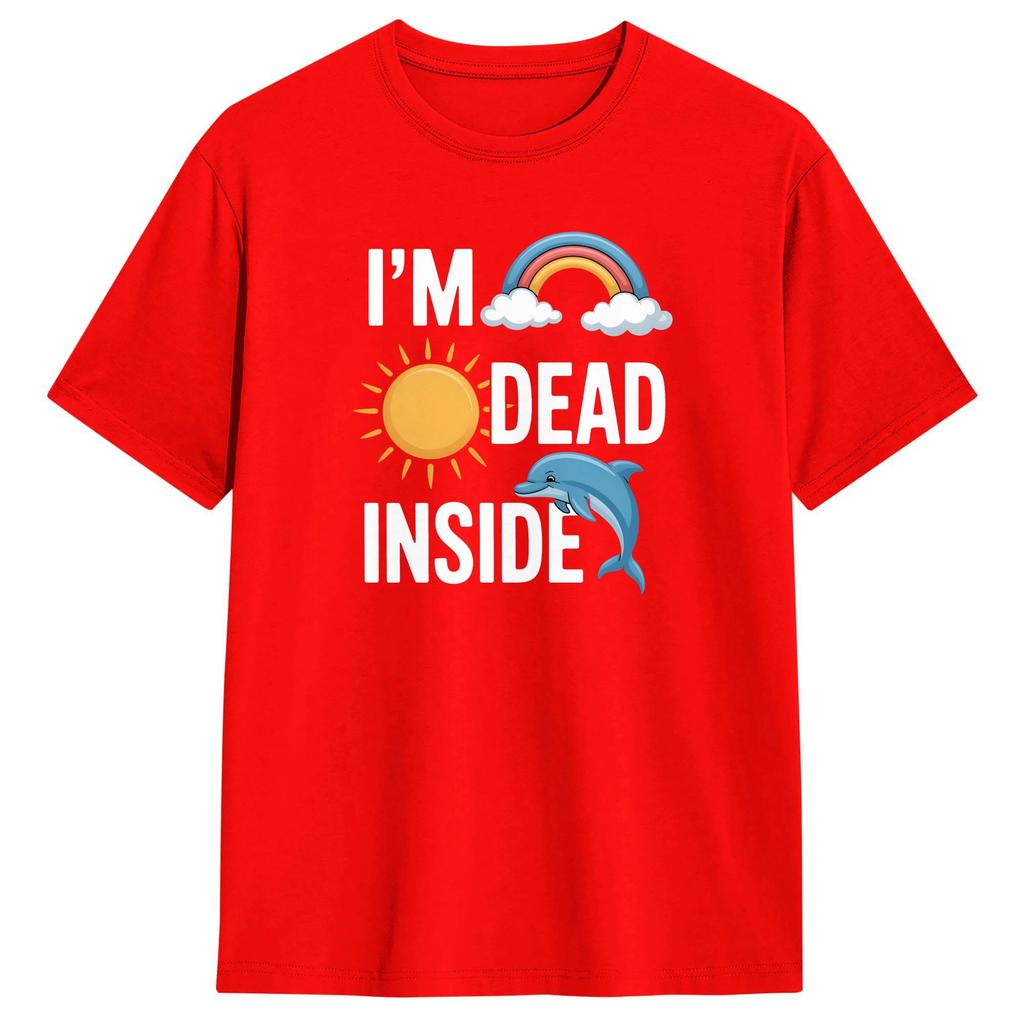 IM Dead Inside Cotton TShirt For Unisex Summer Y2K Basic TShirts Crew Neck Hippie Tee Shirt Big Size Custom Logo Clothes