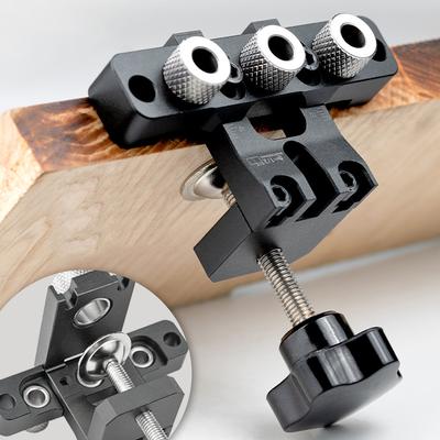 3in1 Woodworking Holes Drilling Locator Aluminum Alloy Punch Positioner Woodpiece Guide Jig with