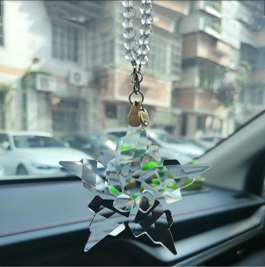 2021 New Year Christmas Crystal Star Snowflake Xmas Ornament Tree Decoration