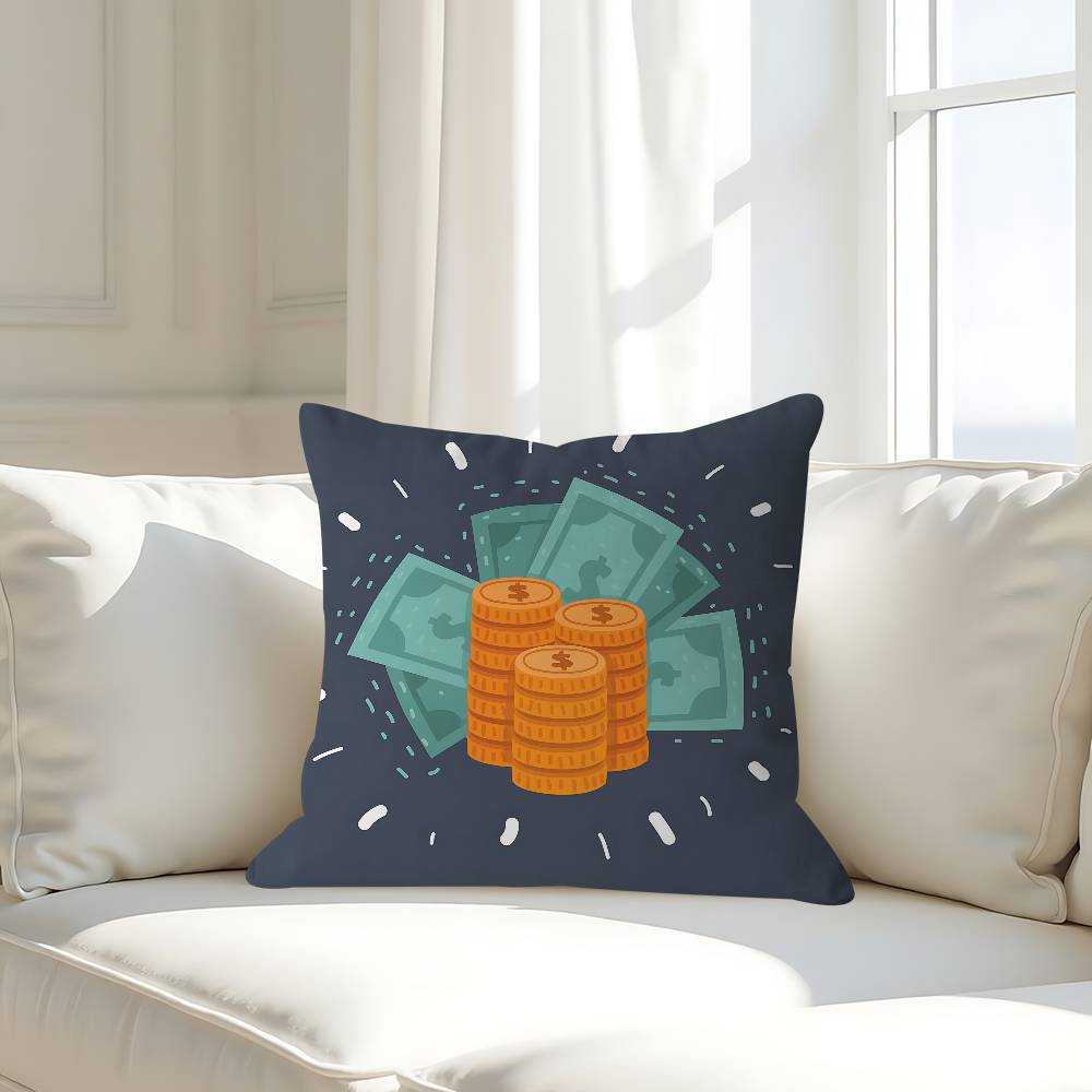 Cartoon Currency Pillow Case Removable Washable Cushion Cover – All-Season Soft Linen