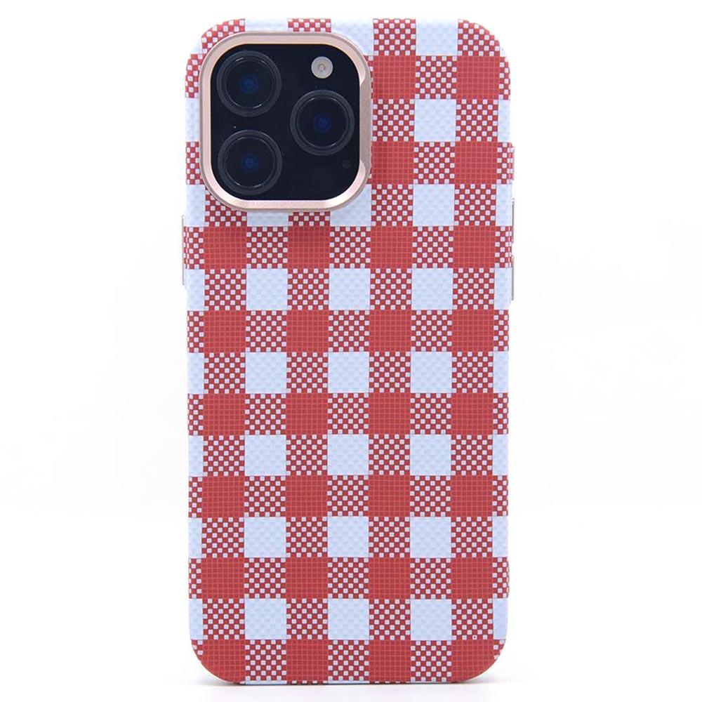 

For iPhone 16 Pro Magnetic Case Carbon Fiber Texture Water Transfer PC Phone Cover Red Blocks