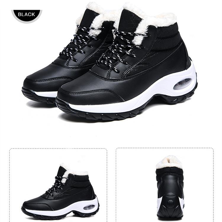 Damesko Vinter Pluss Luftpute Snøstøvler Fritid Semsket Snøring Varm Mellomhøy Bomullssko Stor Ensfarget