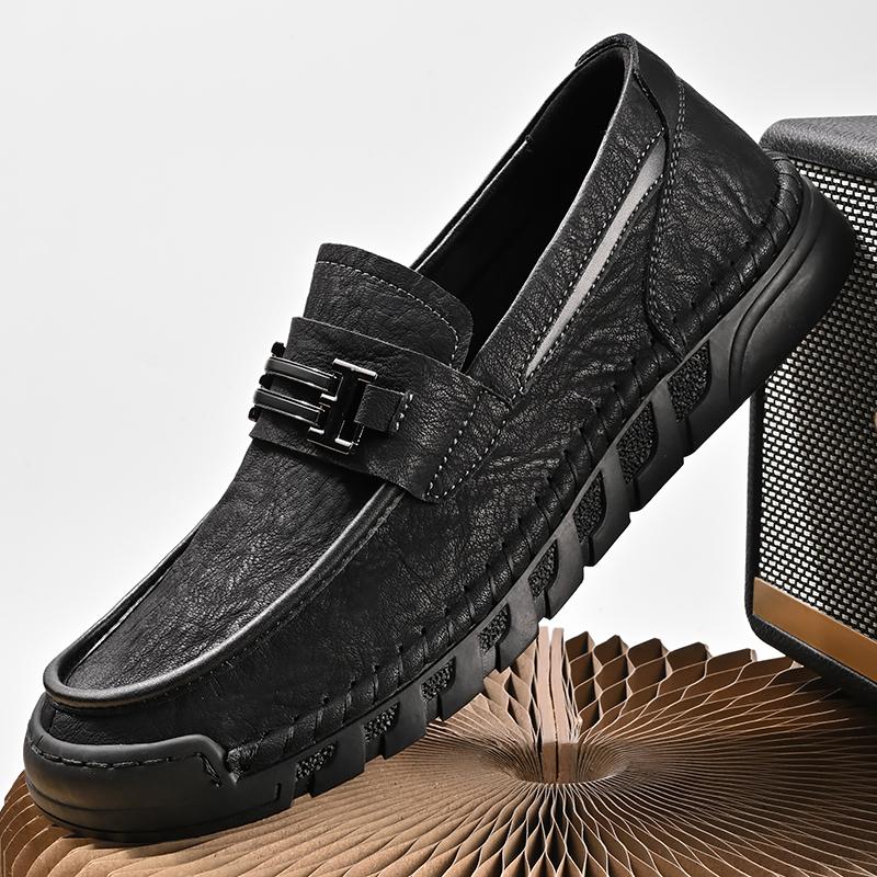 

Модные мужские туфли на плоской подошве, новое поступление, удобные мужские мокасины из натуральной кожи, модные мужские туфли, мужская обувь для отдыха на открытом воздухе без застежек 46 чёрный