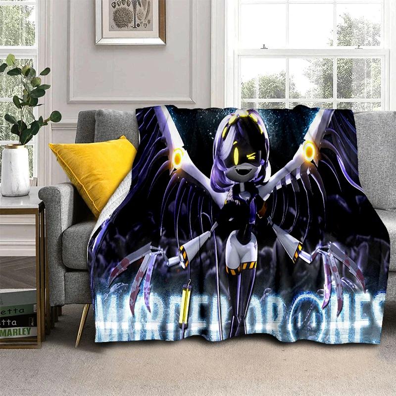 Murder Drones 3D Print Cartoon Uzi V J Robot Gift Blanket,Soft Throw Blanket for Home Bedroom Bed Sofa Travel Picnic Cover Kids