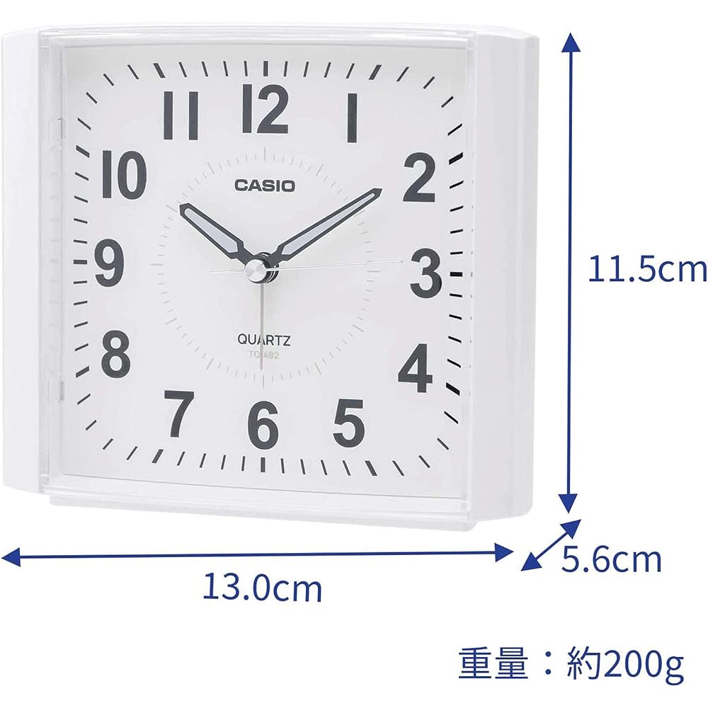 CASIO Alarm Clock, Table Clock, White, Analog, Snooze, Light, Simple Design, TQ-482-7JF
