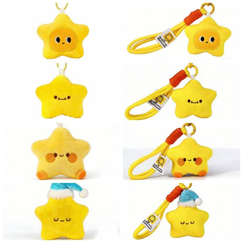 Good Luck Plush Star Keychain Cute Wishing Star Pendant Best Wishes Pentagram Lanyard Friendship