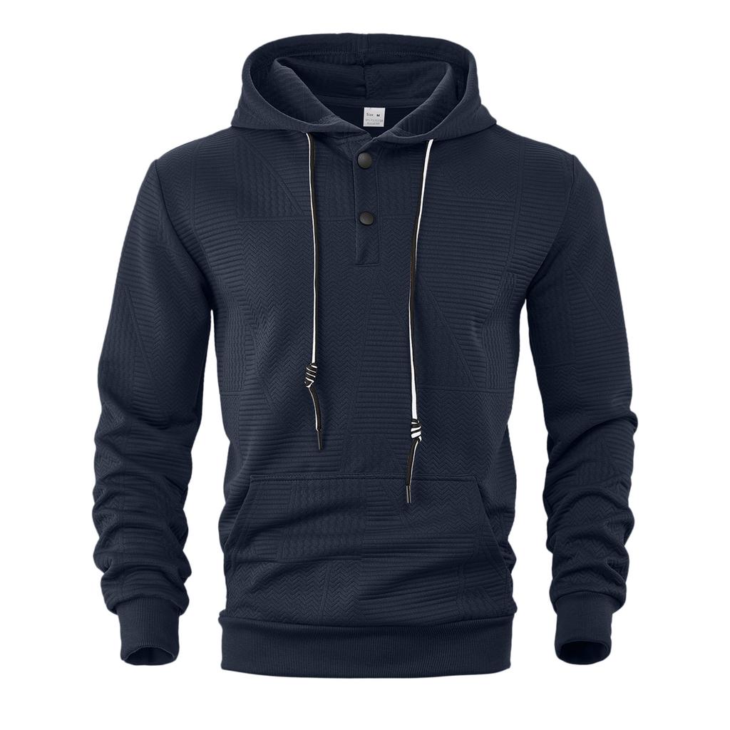 Spring and Autumn Pullover Solid Color Casual Sports Loose Trendy Long Sleeve Hoodie Men