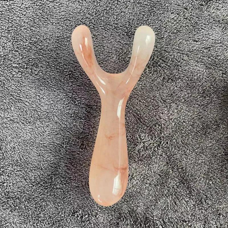 Pedra de resina para lifting facial, guasha, raspagem facial, garfo em forma de y, placa de massagem, ponto de gatilho, massageador de nariz
