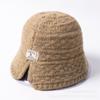 Autumn and Winter Solid Color Bucket Hat Women's Fashion Warm Wool Basin Hat Ear Protection Simple and Sweet Knitted Bucket Hat