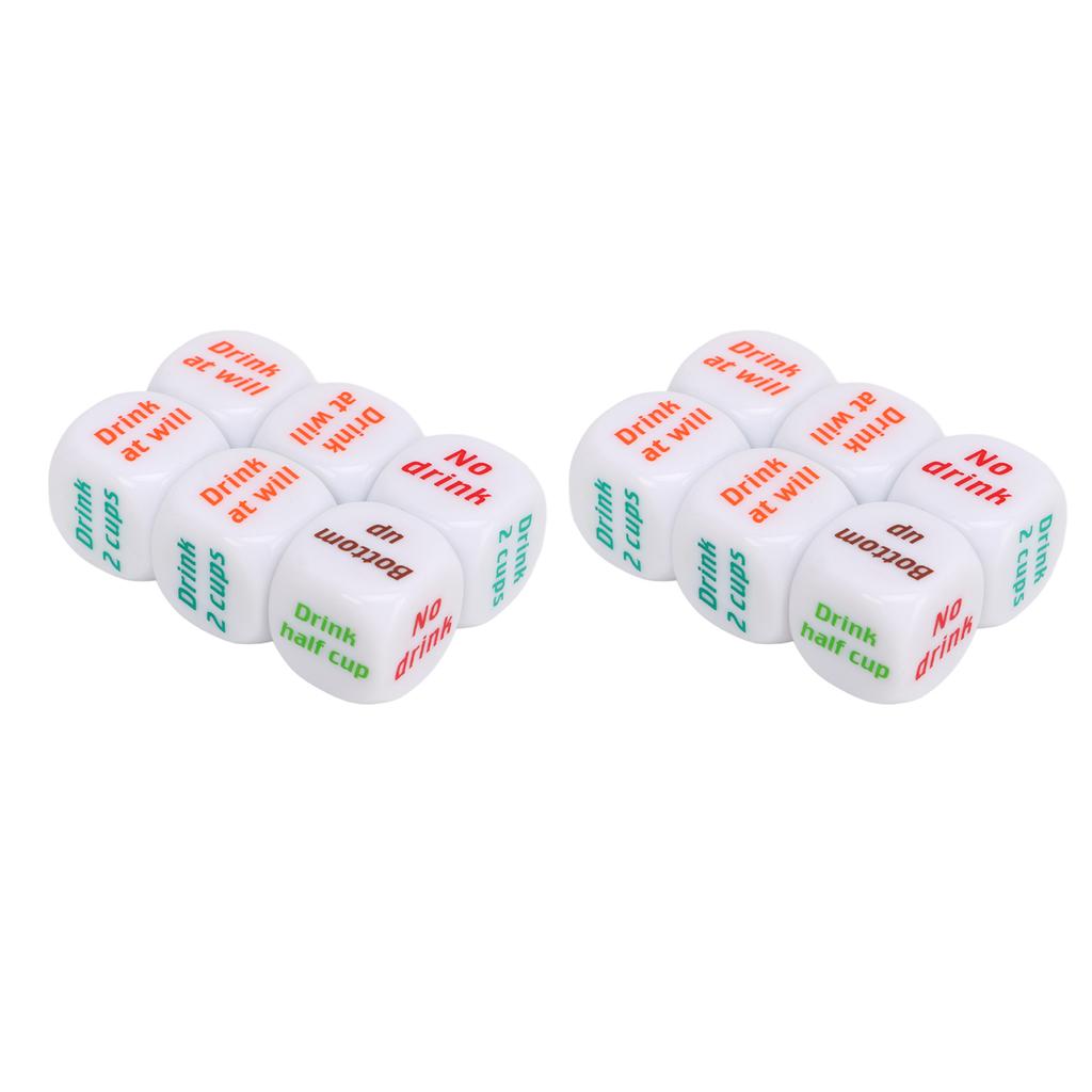 12PCS English Wine Order Dice White Dice Props Plastic Dice Toy for Bar Home Party