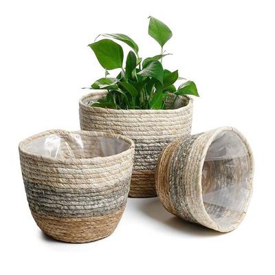 Woven Flowerpots Handmade Straw Flower Baskets Rattan Plant Pot Astetic Room Decor For Home