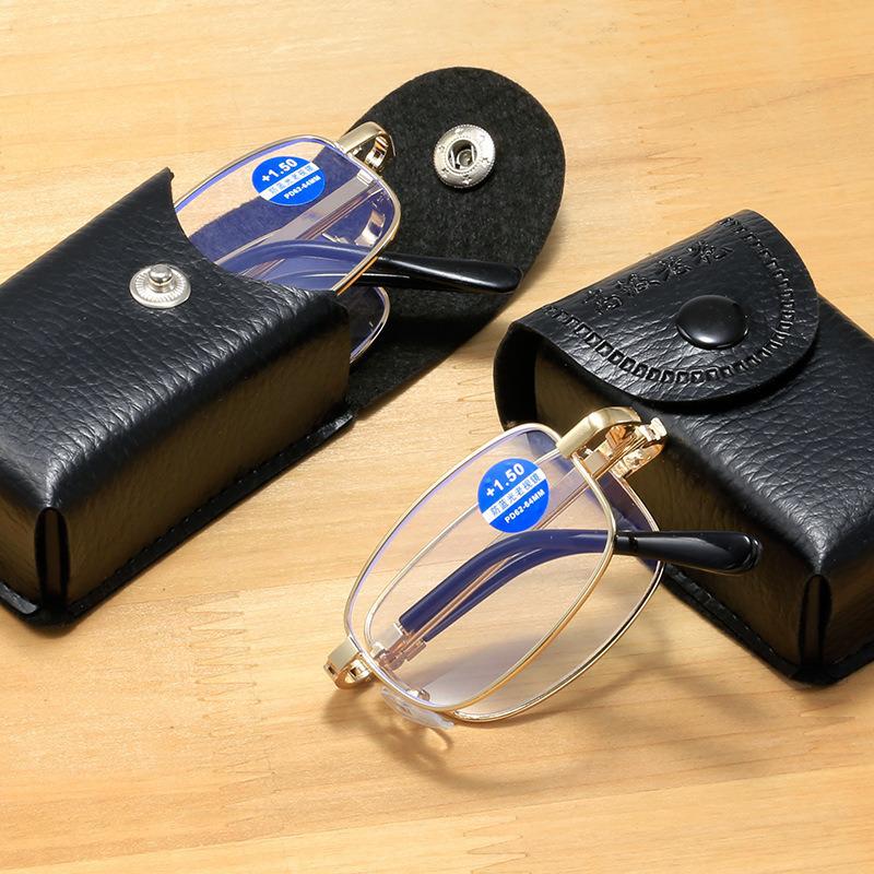 Fashionable Full Frame HD Folding Reading Glasses for Seniors – Anti-Blue Light Metal Design