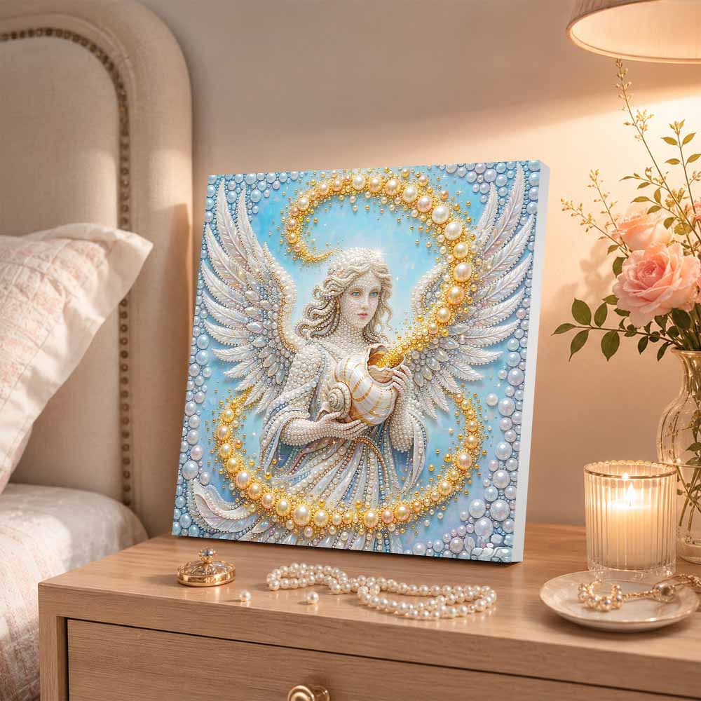 Pearl Painting Angel Wings Shell 5D DIY Decorative Painting. Cute Birthday Gift. Handmade Art Painting