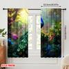 2pcs,2D Plane Printing Curtains Digital Printed Peacock Paradise Versatile Durable Polyester (without Rod) Room Decor for Living