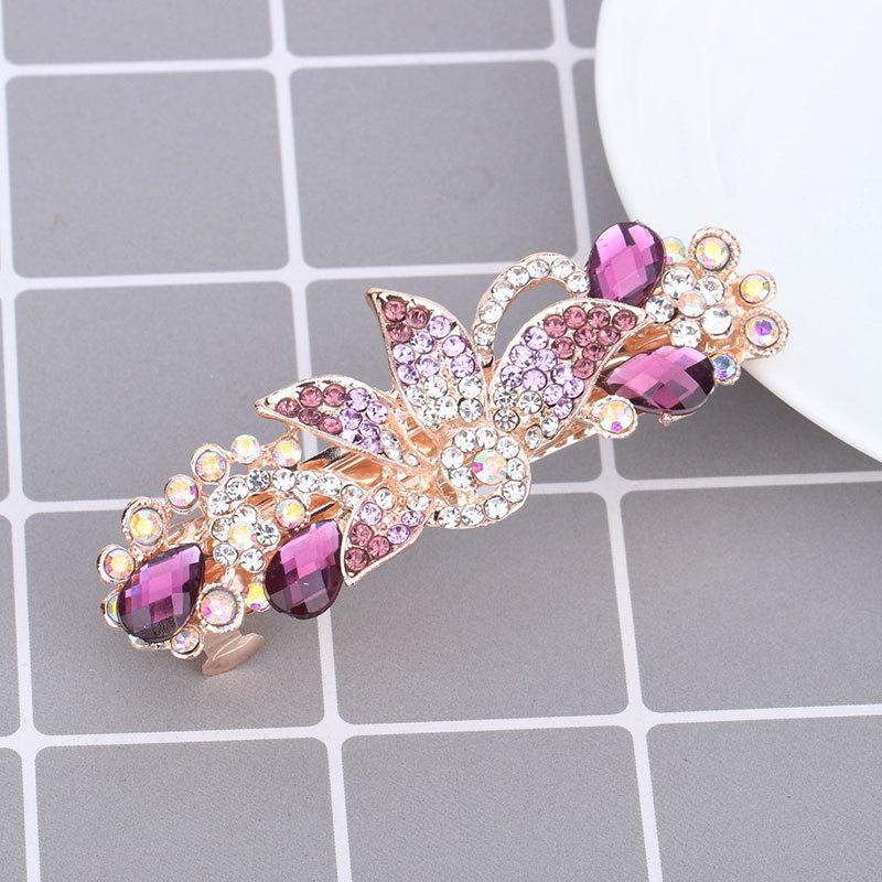 Mengpei Large Crystal Flower Hair Clip: Elegant Rhinestone Ponytail Accessory for Women.