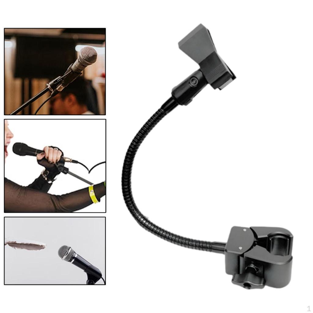 360° Adjustable Mic Holder Gooseneck Stand Easy to Install Microphone Mount for Handheld