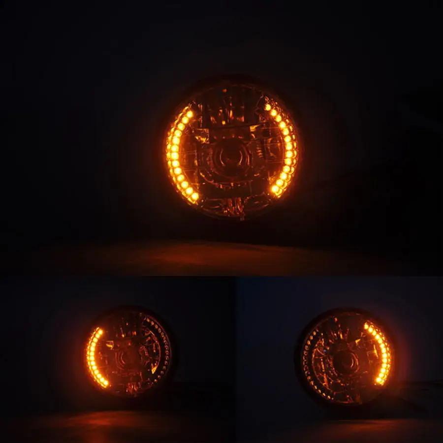 Universal 7 Inch Motorcycle Headlight H4 35W LED Head Lamp 9 Wires Turn Signal Light 12V H4 HeadLamp For Harley Bikes Curisers