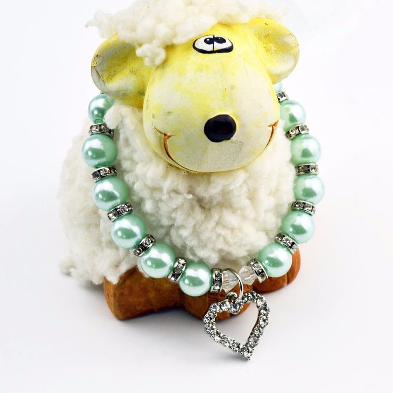 Fashion Pet Puppy Dog Cat Piggy Pearl Necklace Pet Accessories Love PendantPets Dogs Cats Collar
