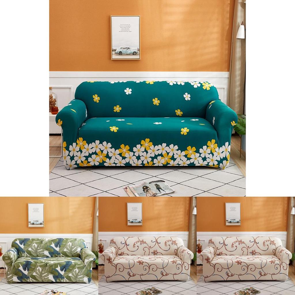 Mykt sofatrekk med blomsterblader trykt på for 1/2/3/4-seters sofaer Utmerket passform og stretch