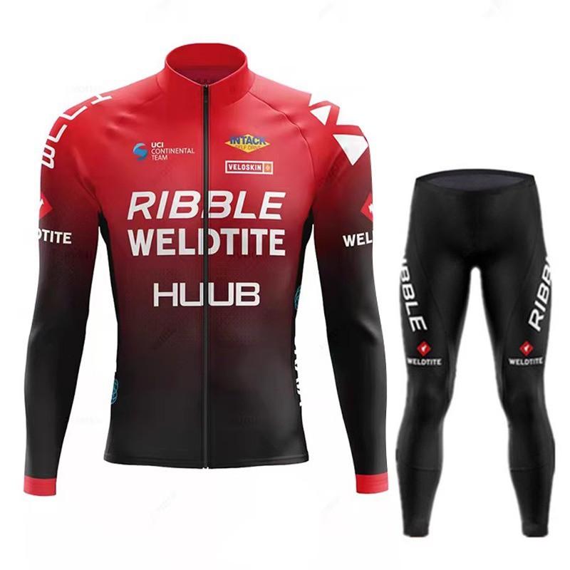 Winter Fleece Cycling Jersey Set Long Sleeve Thermal Bike Wear Men Women