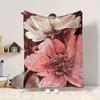 1Pc Floral Romance Pink White Blanket Soft And Comfortable Casual Warm Camping Travel Christmas Halloween Xmas Gift M9247