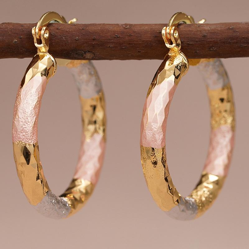 Three color twisted enamel earrings for women's jewelry