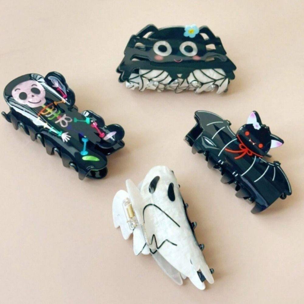 Spider Halloween Themed Gripper Acrylic Skeleton Shark Clip Halloween Hair Claw  Halloween Party