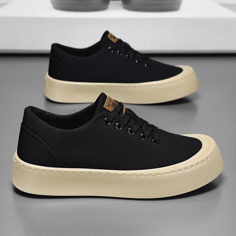 Fashion Comfortable Anti Slip Breathable Board Canvas Sneakers Man 2025 Spring New Men's Casual Shoes Retro Thick Bottom Low-top